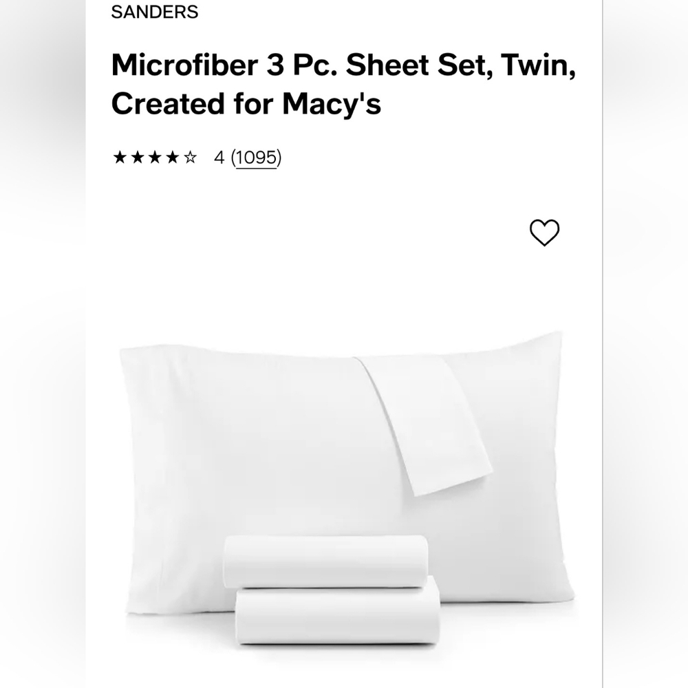 3pc Twin Microfiber Sheet Set
